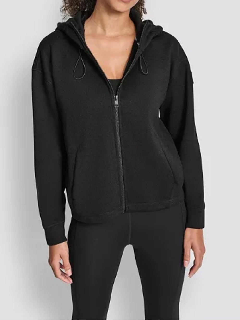 NWT DKNY Sport Women’s Hooded Neck Zipper Jacket in Black Size Small